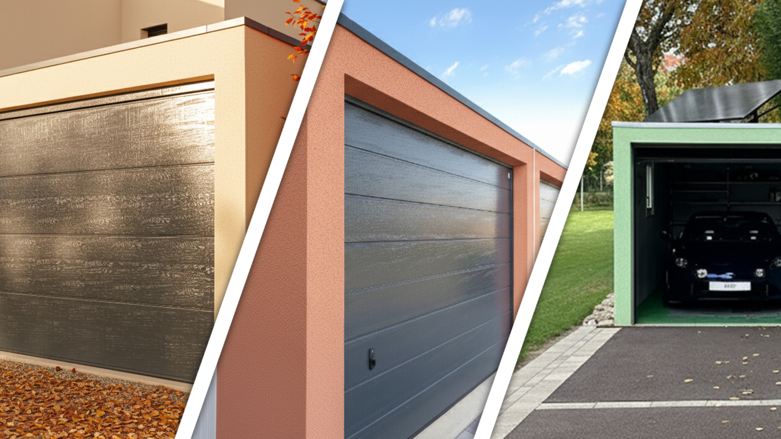 Farbtrends der Garagen 2025 im Herbst: Sandfarbe, Terrakotta, Grün