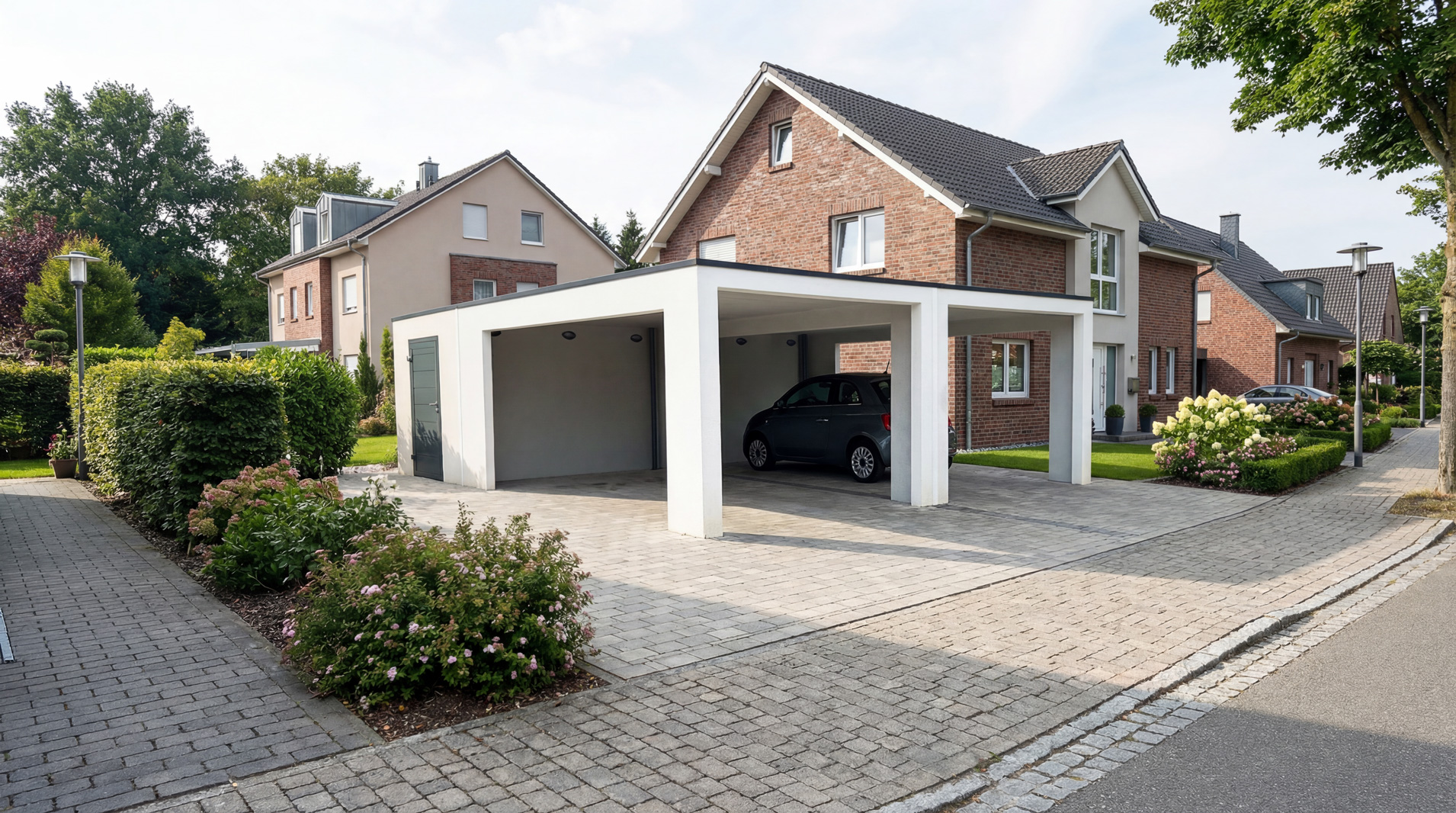 Modernes Einfamilienhaus mit Doppelcarport in gepflegter Wohnsiedlung